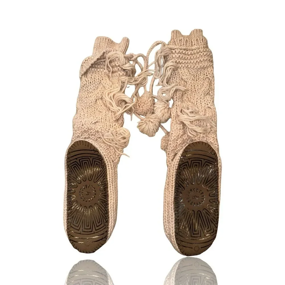 UGG Women's Cozy Knit Slipper Socks with Pom Pom Beige Winter: OSFM - Picture 1 of 7